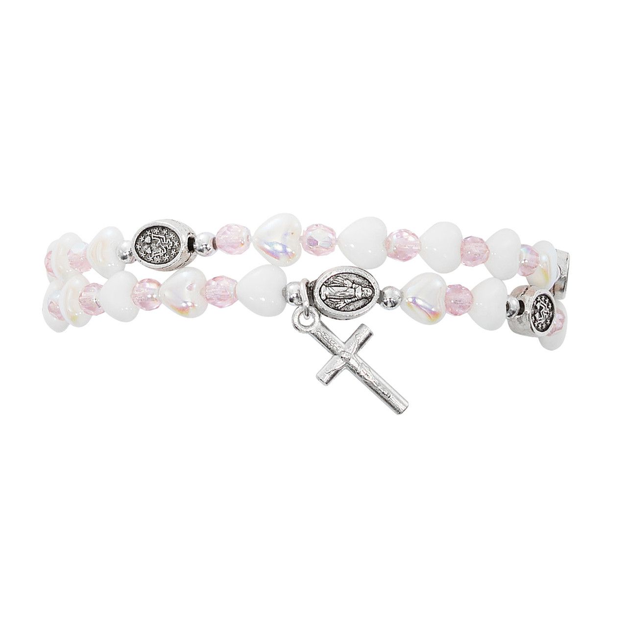 PINK AND WHITE HEART BRACELET