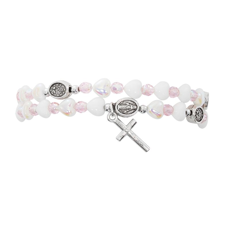 PINK AND WHITE HEART BRACELET
