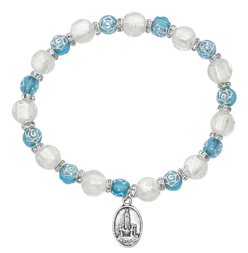 AQUA ROSE &amp; SILVER FATIMA BRACELET
