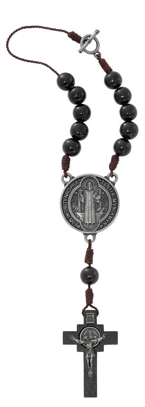 BLACK SAINT BENEDICT REAR VIEW MIRROR HANGER