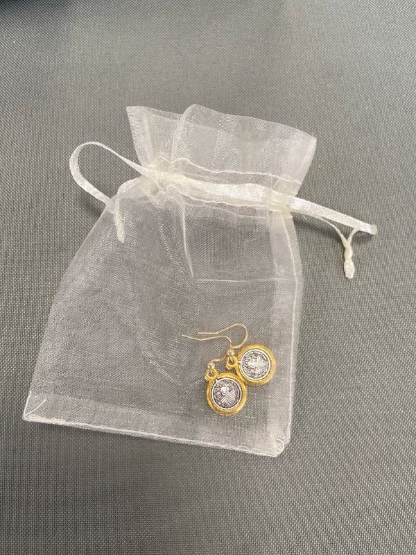 St Benedict Earrings - Silver /Gold medal