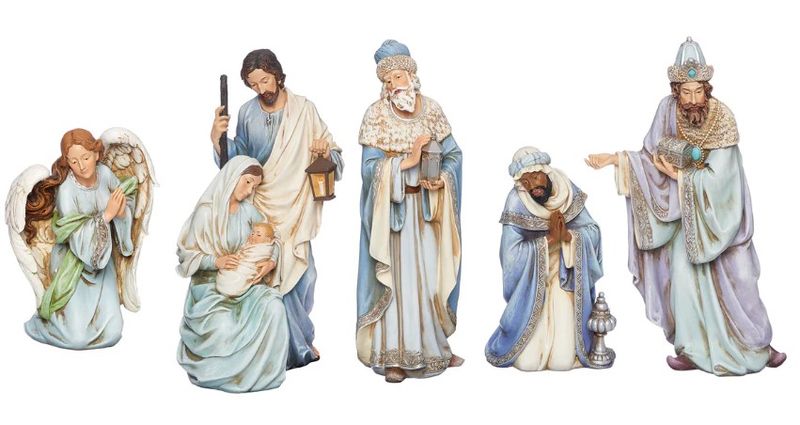 15" 5PC BLUE ROBE NATIVITY
