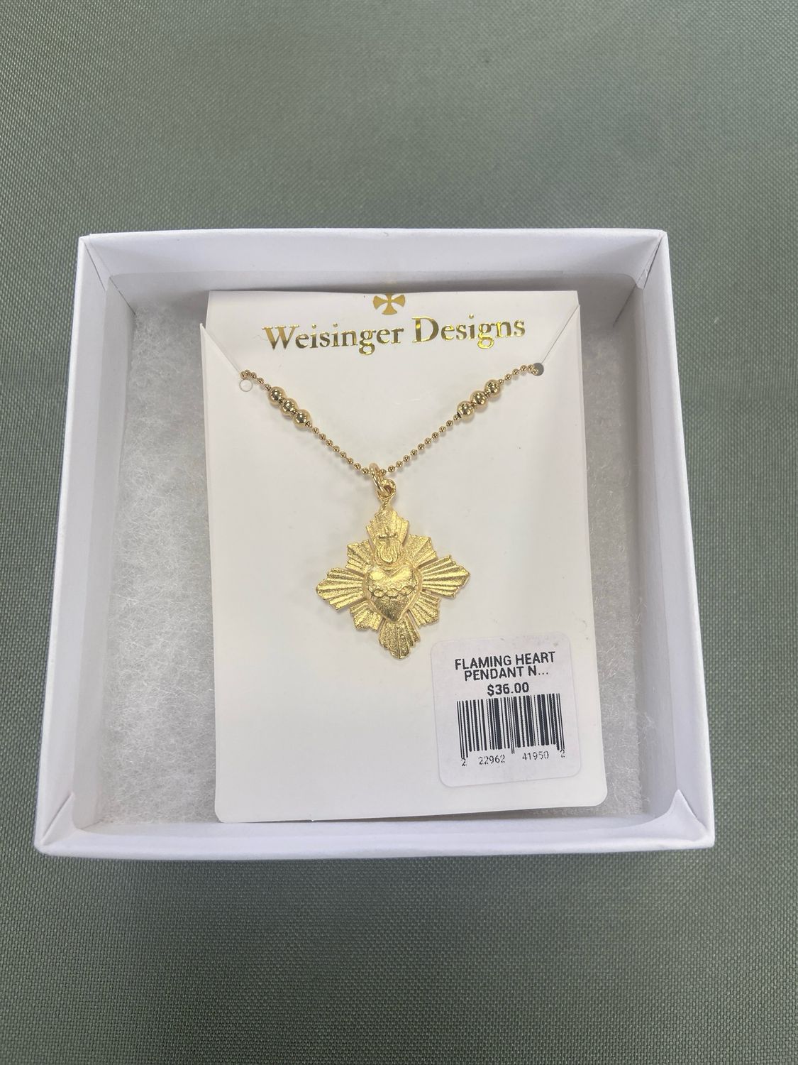 FLAMING HEART PENDANT NECKLACE