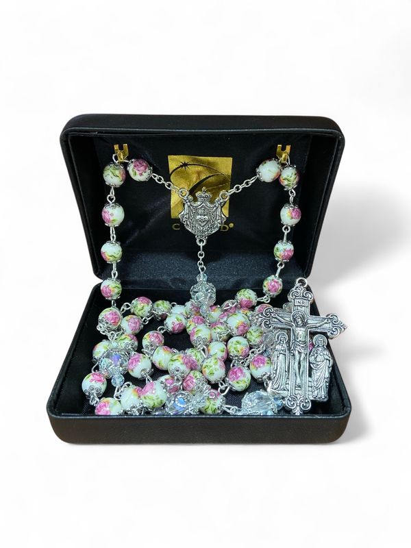 SACRED HEART PINK ROSARY
