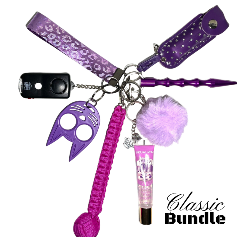 Purple Leopard Defense Keychain Bundle