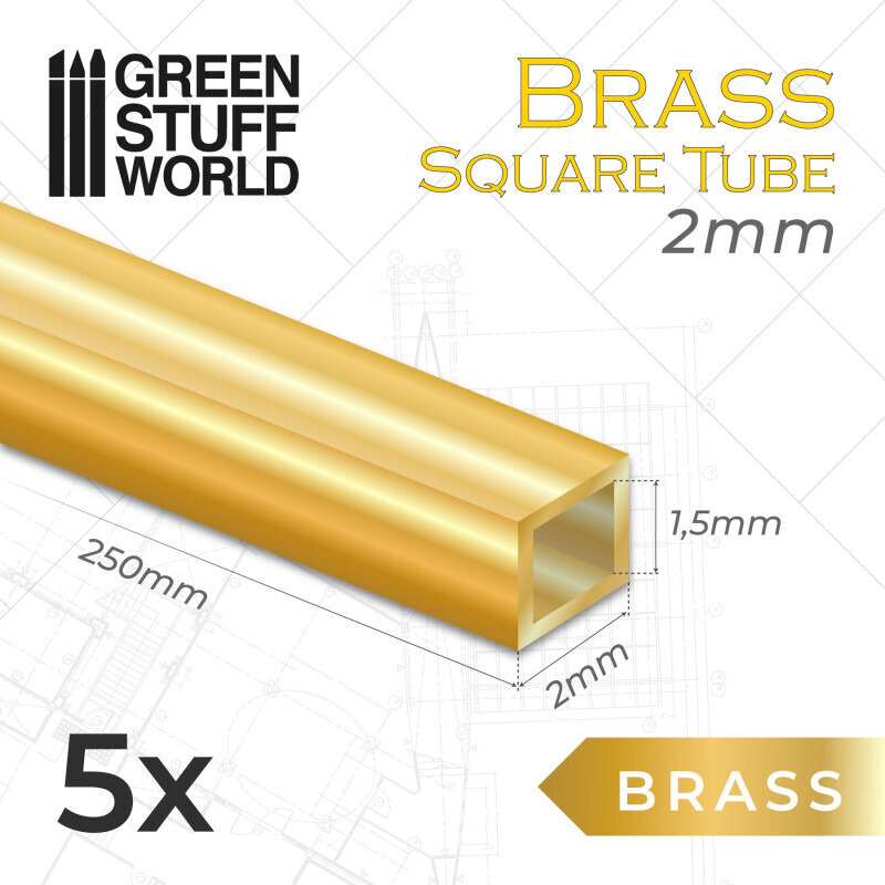 Square Brass Tube 2mm -
Pack x5