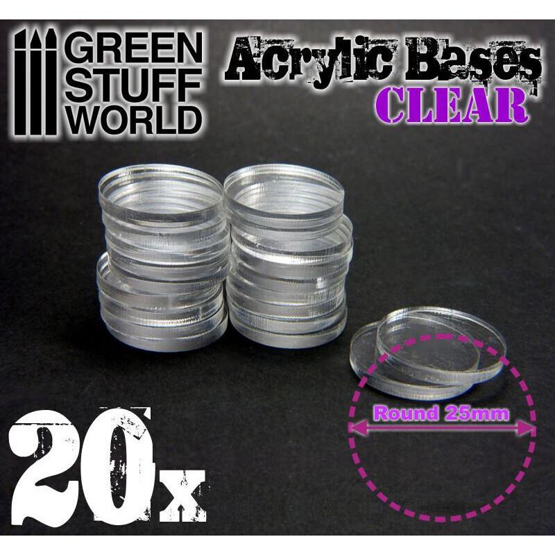 Acrylic Round Base 25mm -
CLEAR (pack x20) (thickness 3mm)