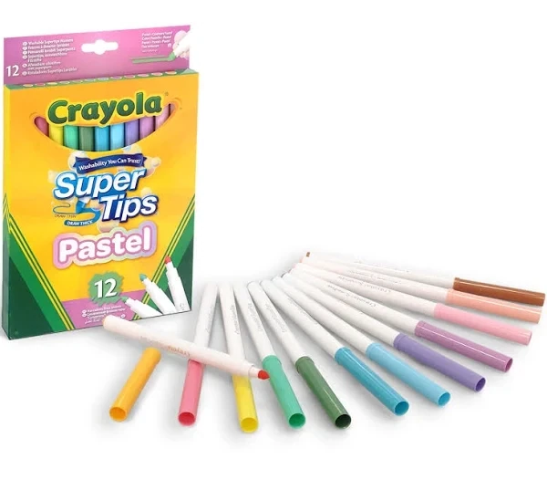 Crayola - 12 Supertips Lavabili Colori Pastello