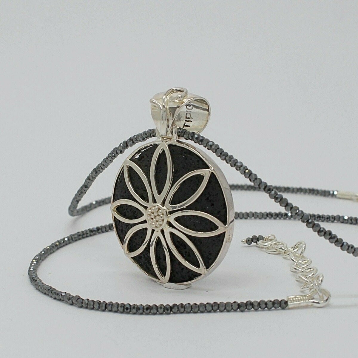 Anhänger Lava rund  "Sunflower" - 
3 cm