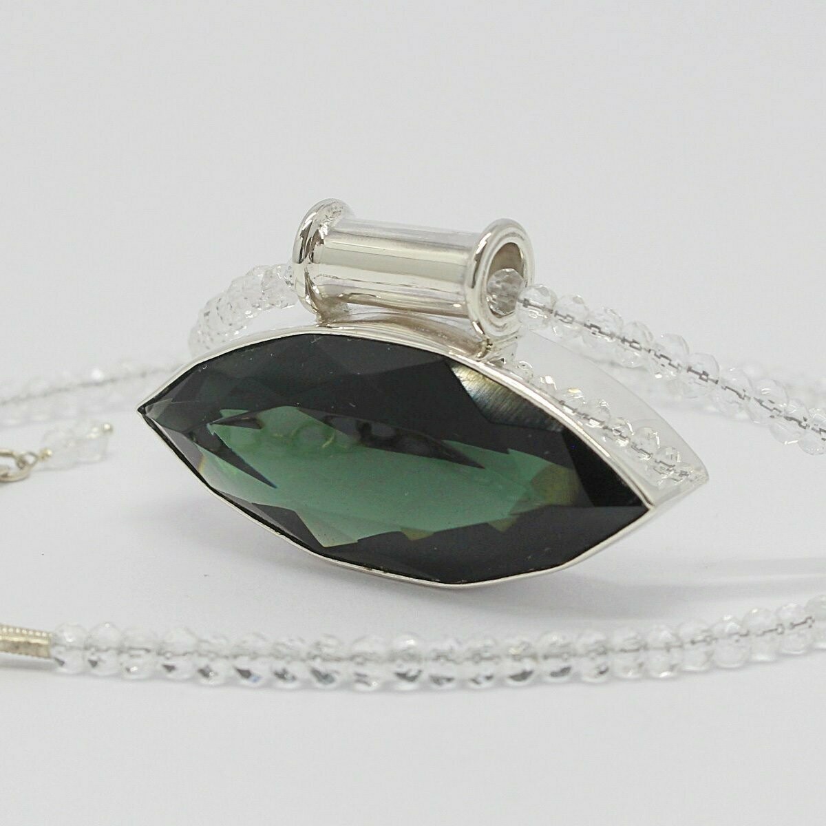 Anhänger Obsidian schwarz Navette (quer) - 2 x 5 cm