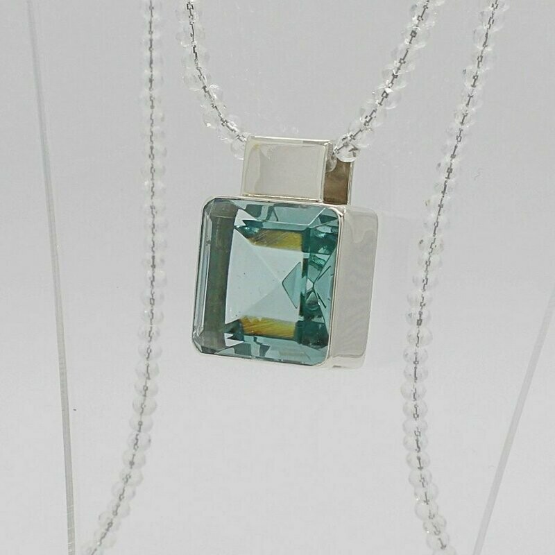 Anhänger Obsidian meerblau Anhänger Obsidian meerblau "box" - 2 x 2 cm