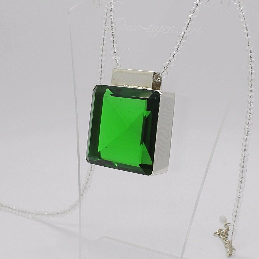 Anhänger Obsidian smaragdgrün quadratisch "box" -3,5 x 3,5 cm