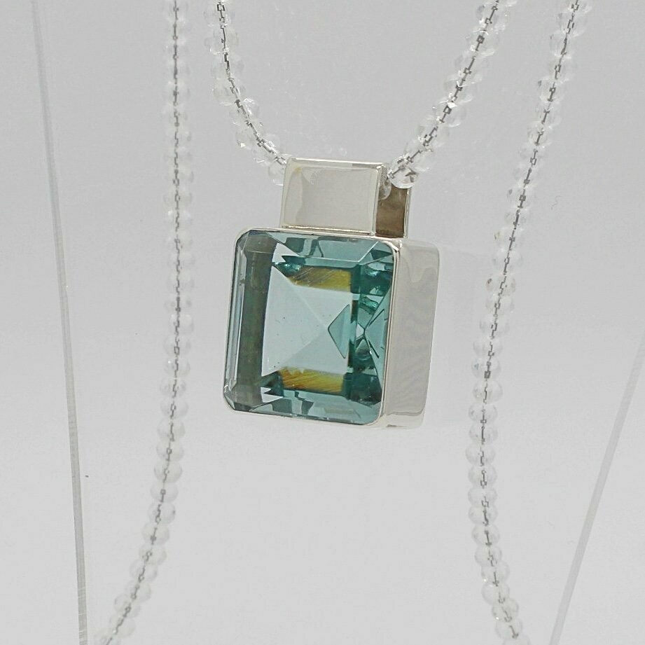Anhänger Obsidian meerblau quadratisch  "box" - 2 x 2 cm