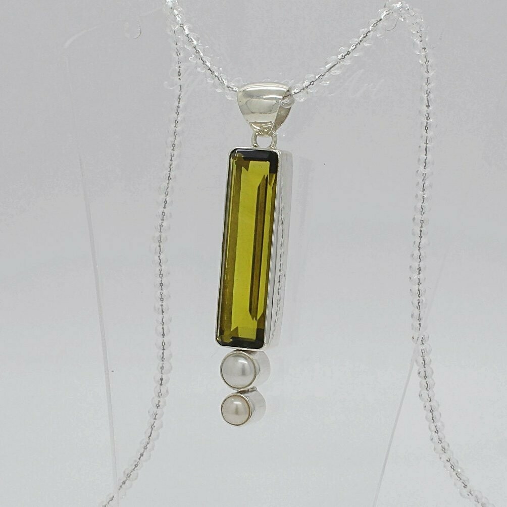 Anhänger Obsidian / Zuchtperle rechteckig  - 1 x 4 cm