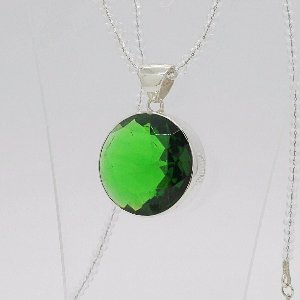 Anhänger Obsidian smaragdgrün rund -  3 cm