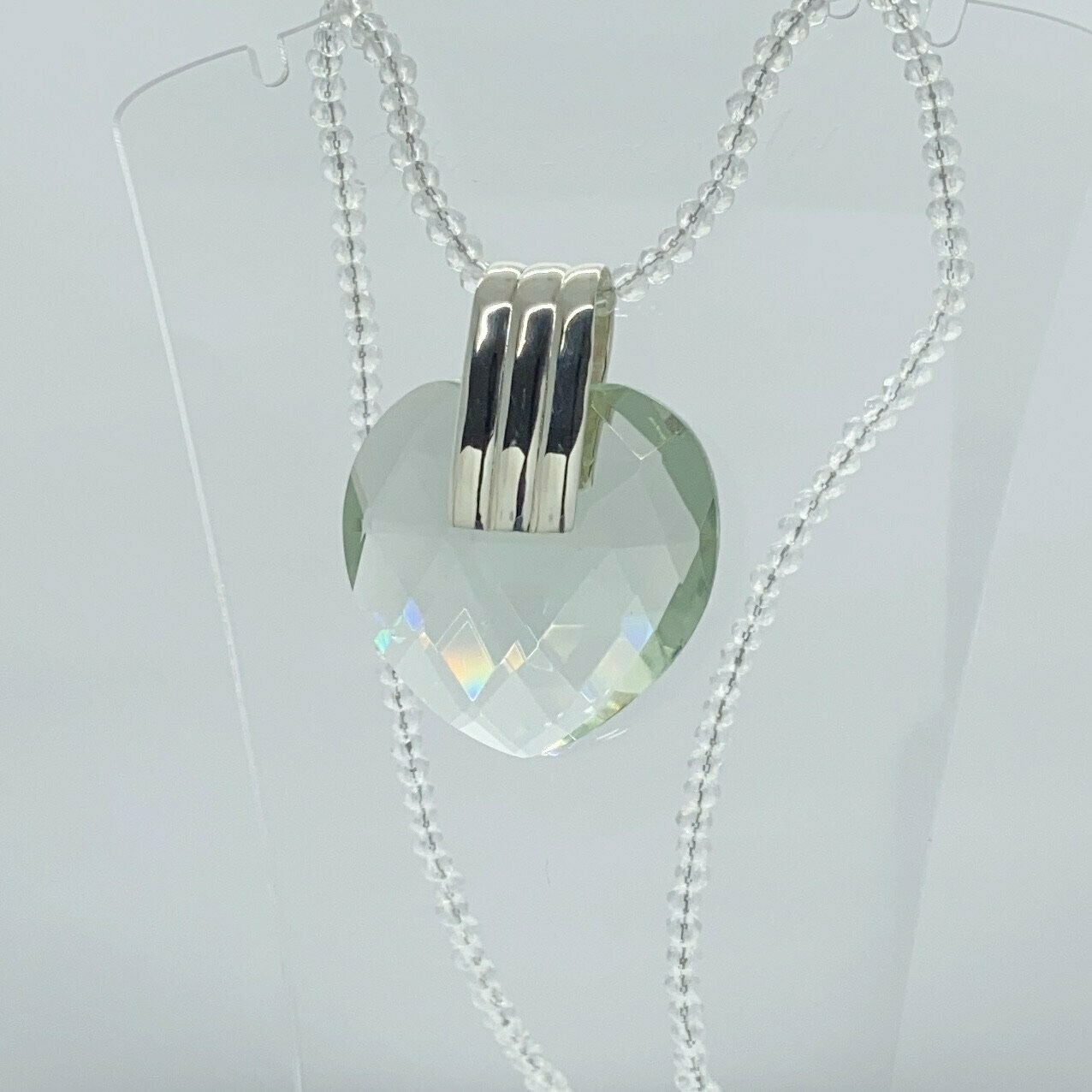 ​Anhänger Obsidian meerblau Herz "straight line" - 3 x 3 cm