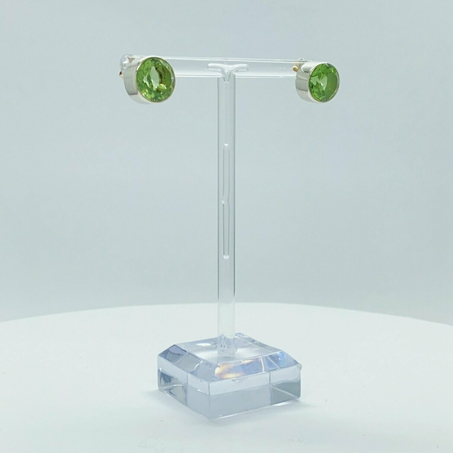 Ohrstecker Obsidian lichtgrün rund - 1 cm