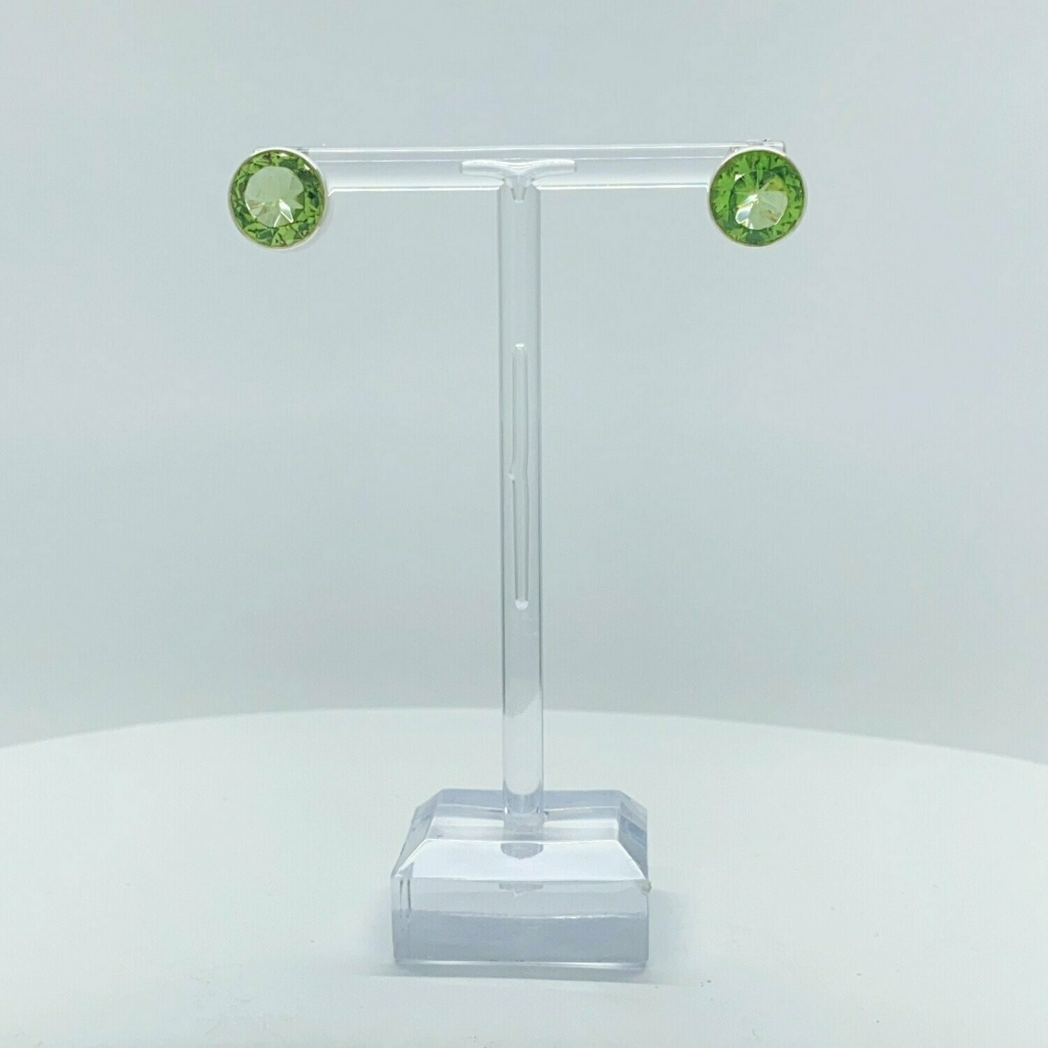 Ohrstecker Obsidian lichtgrün rund - 1 cm