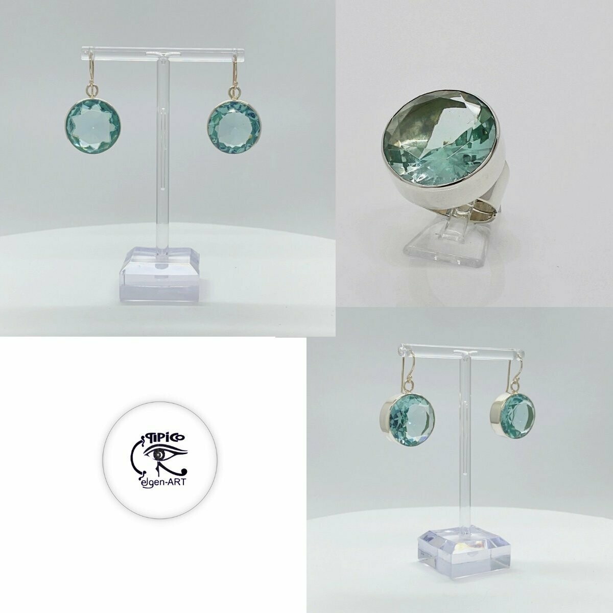 Set Obsidian meerblau rund - 2 cm