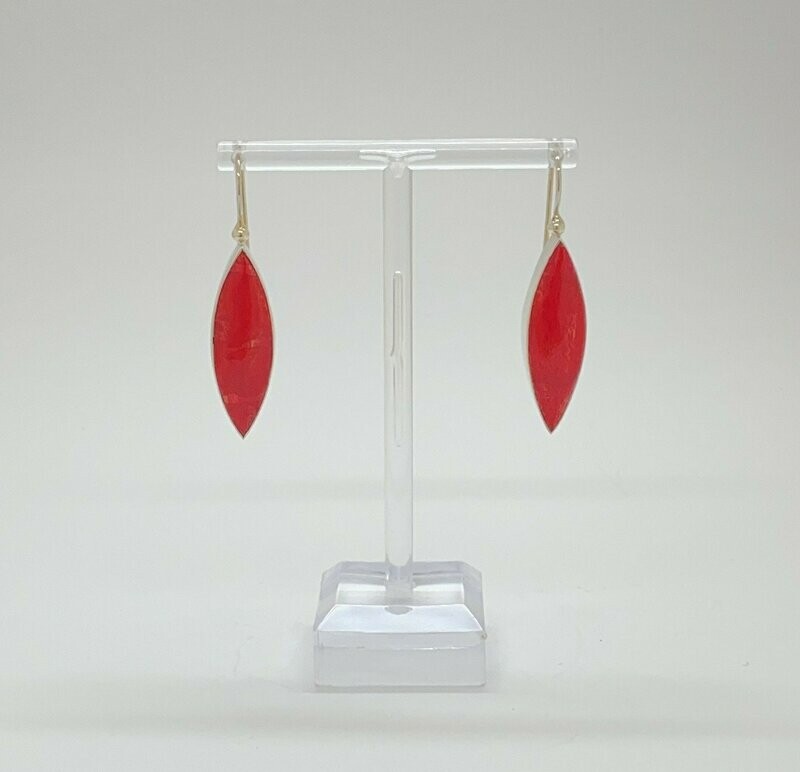 Ohrhänger Koralle (rec) Navette  -  1 x 3,5 cm