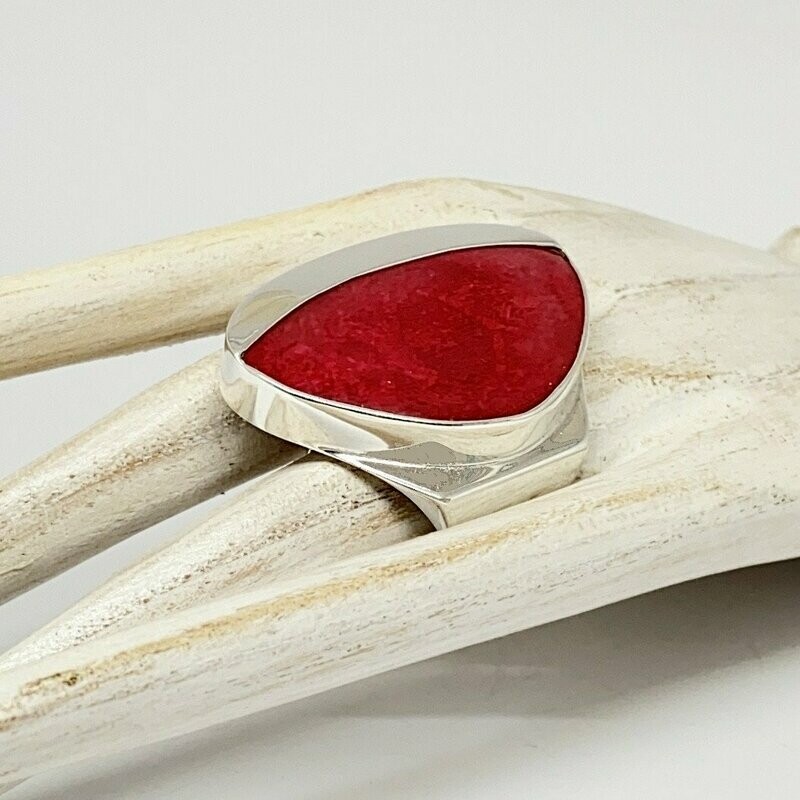 Ring Koralle (rec) Ring Koralle (rec) "always fashion" - 3 x 4 cm