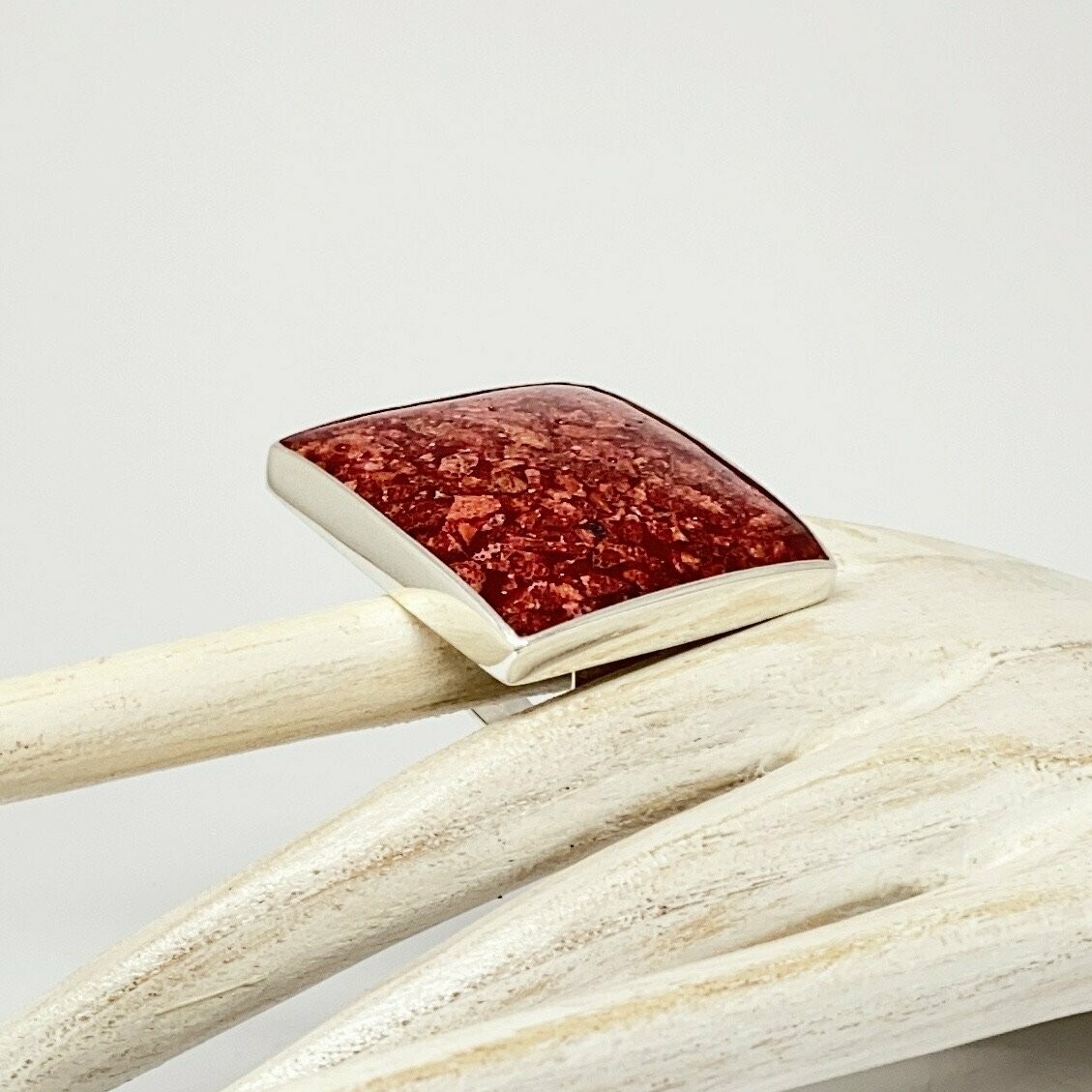 Ring Koralle pattern (rec) quadratisch - 3,5 cm