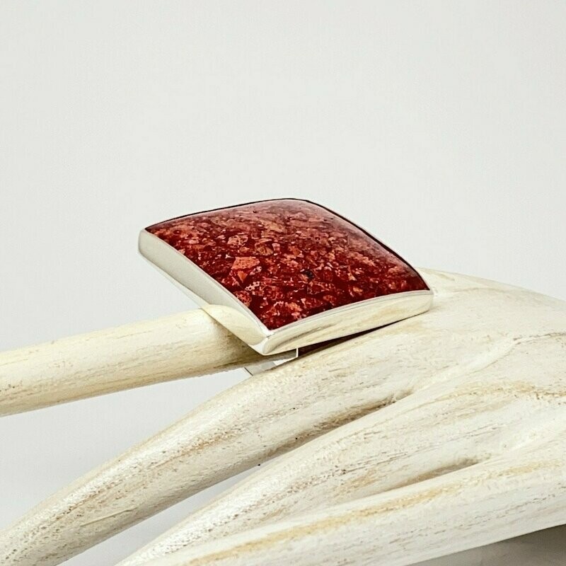 Ring Koralle pattern (rec) quadratisch - 3,5 cm Ring Koralle pattern (rec) quadratisch - 3,5 cm