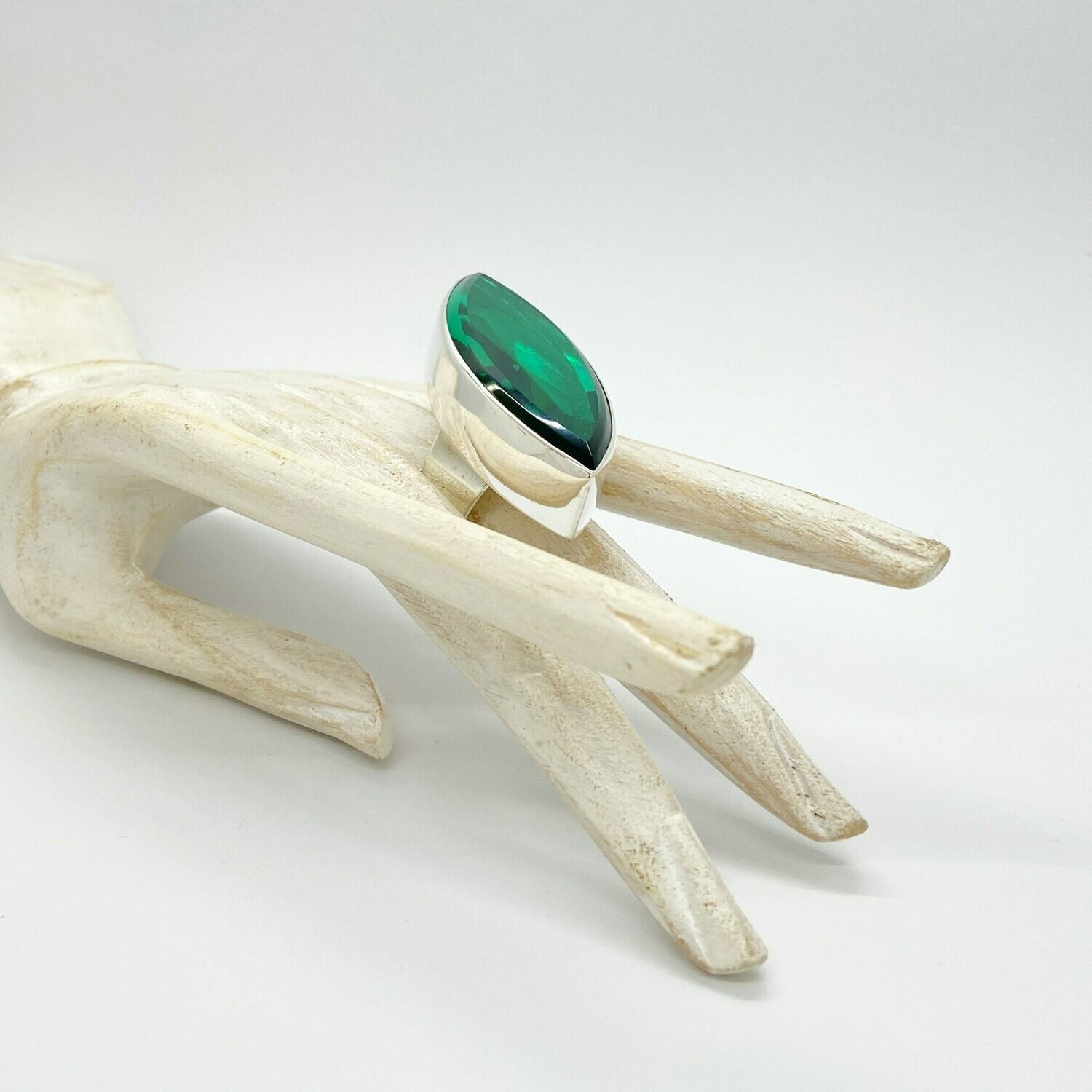 Ring Navette petrol grün  - 2 x 5,5 cm