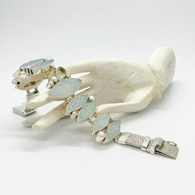 Armband Achatdruse / Obsidian/ Zuchtperle Armband Achatdruse / Obsidian/ Zuchtperle "milky way"