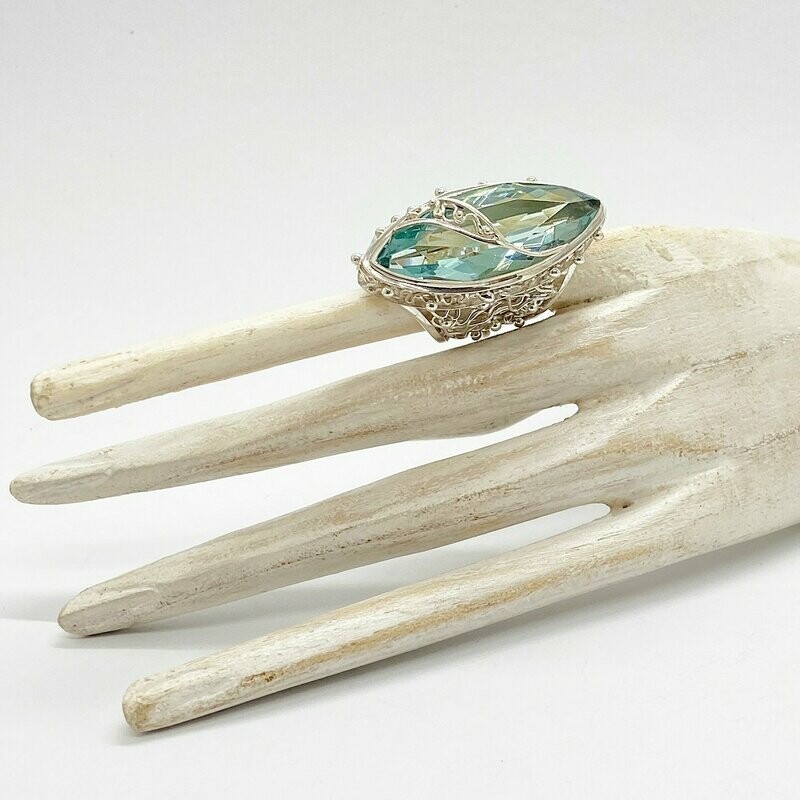Unikat Ring Obsidian navette meerblau Unikat Ring Obsidian navette meerblau "beauty cruising"- 1,5 x 4 cm