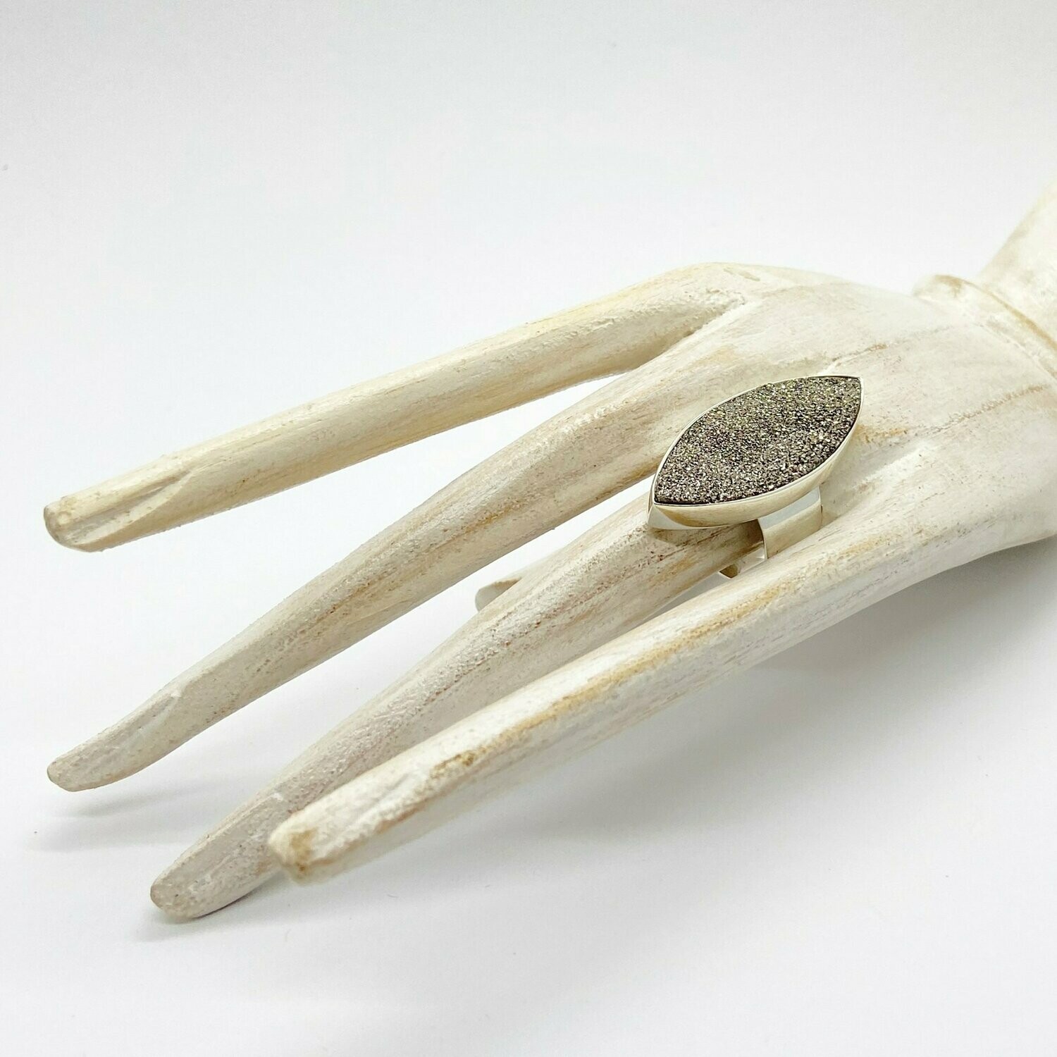 Ring Achatdruse "star dust"- 1,5 x 4 cm