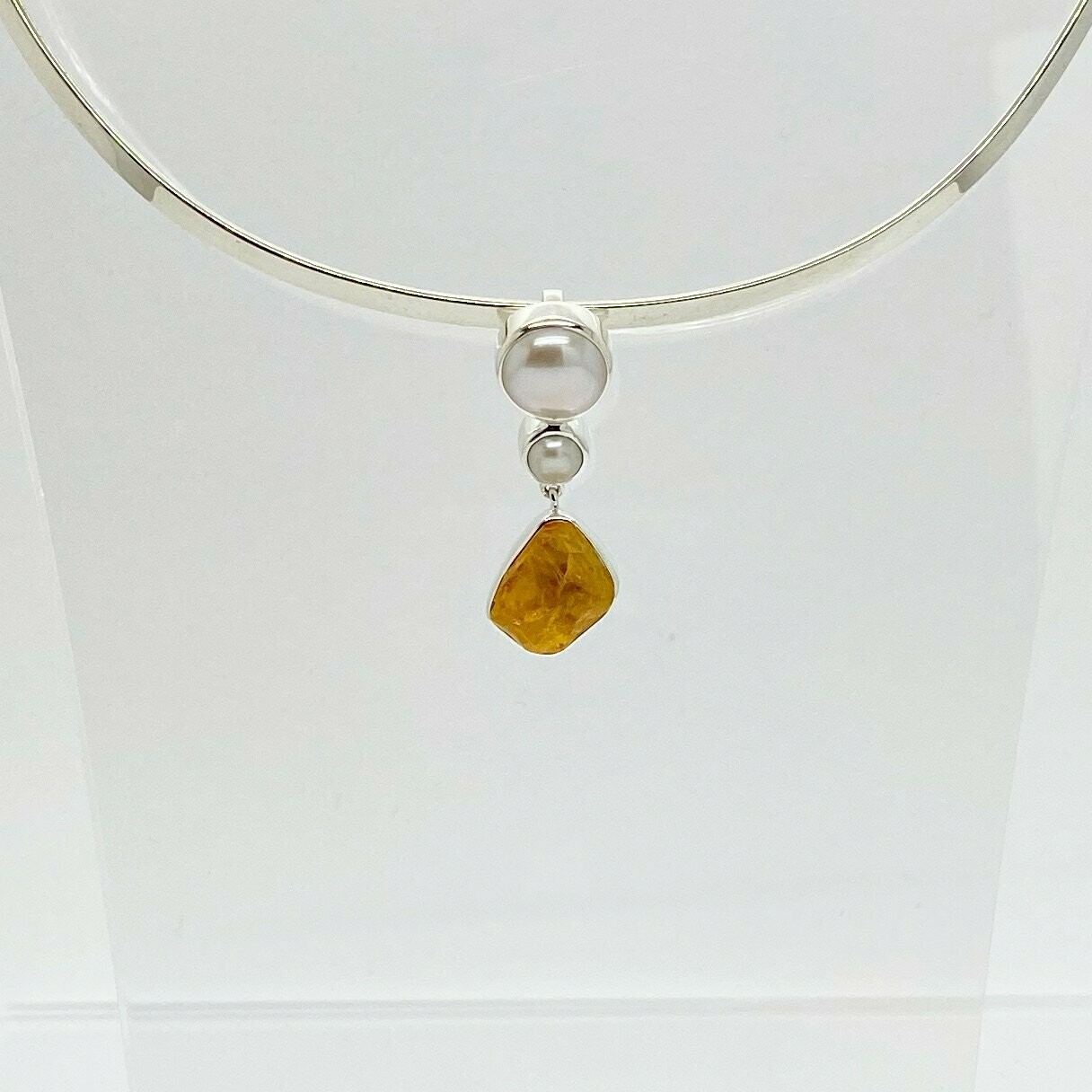 Anhänger Zuchtperle / Citrin (roh) "elegant line - 0,5 cm