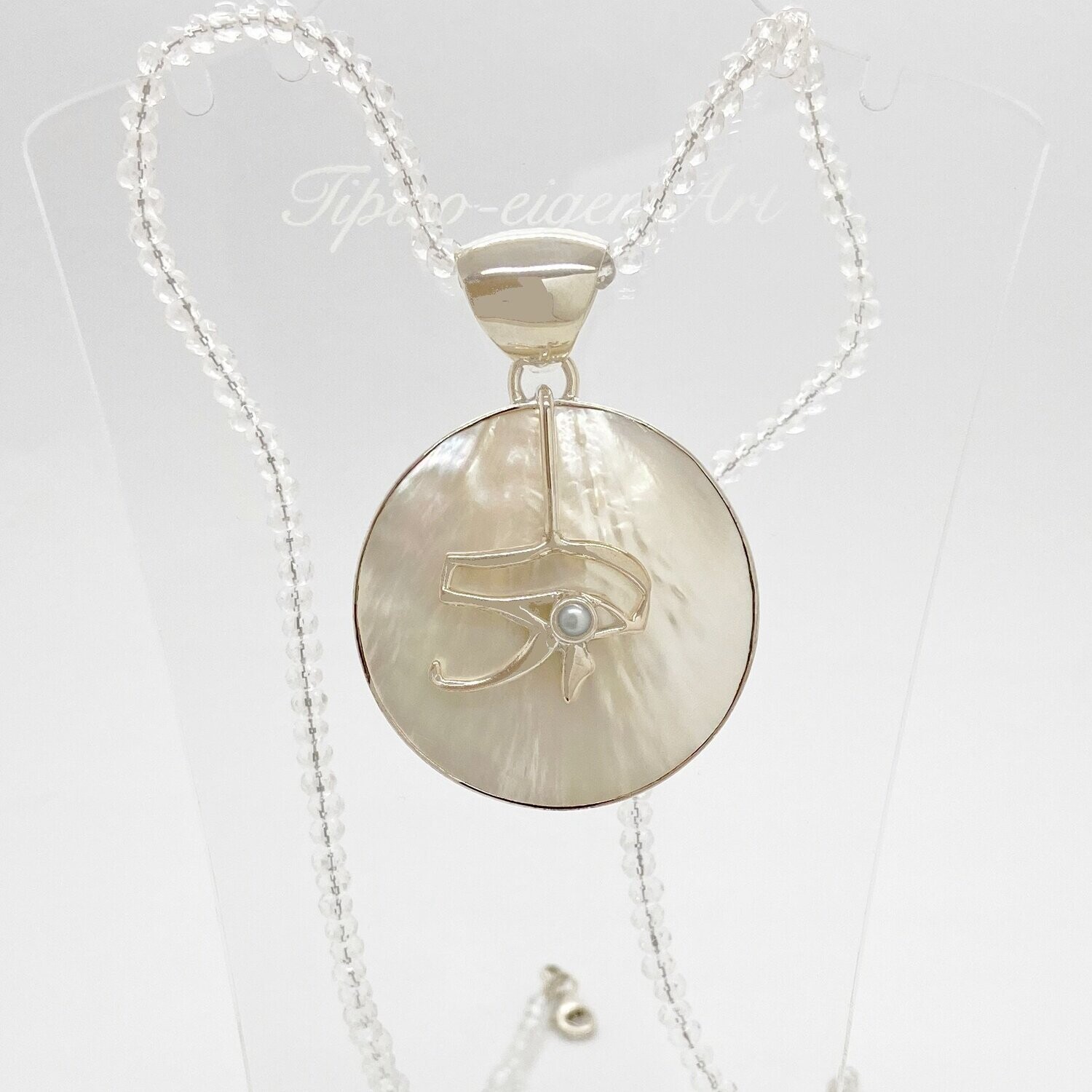 Anhänger Perlmutt/Zuchtperle  "the protecting eye" - 4 cm