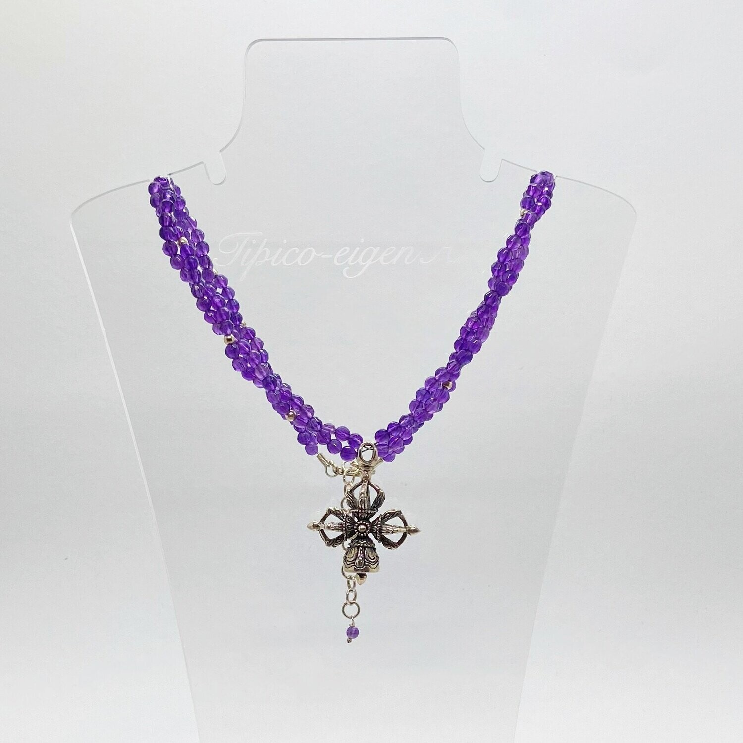 Unikat Kette Amethyst 'Tibetisches Dorje"