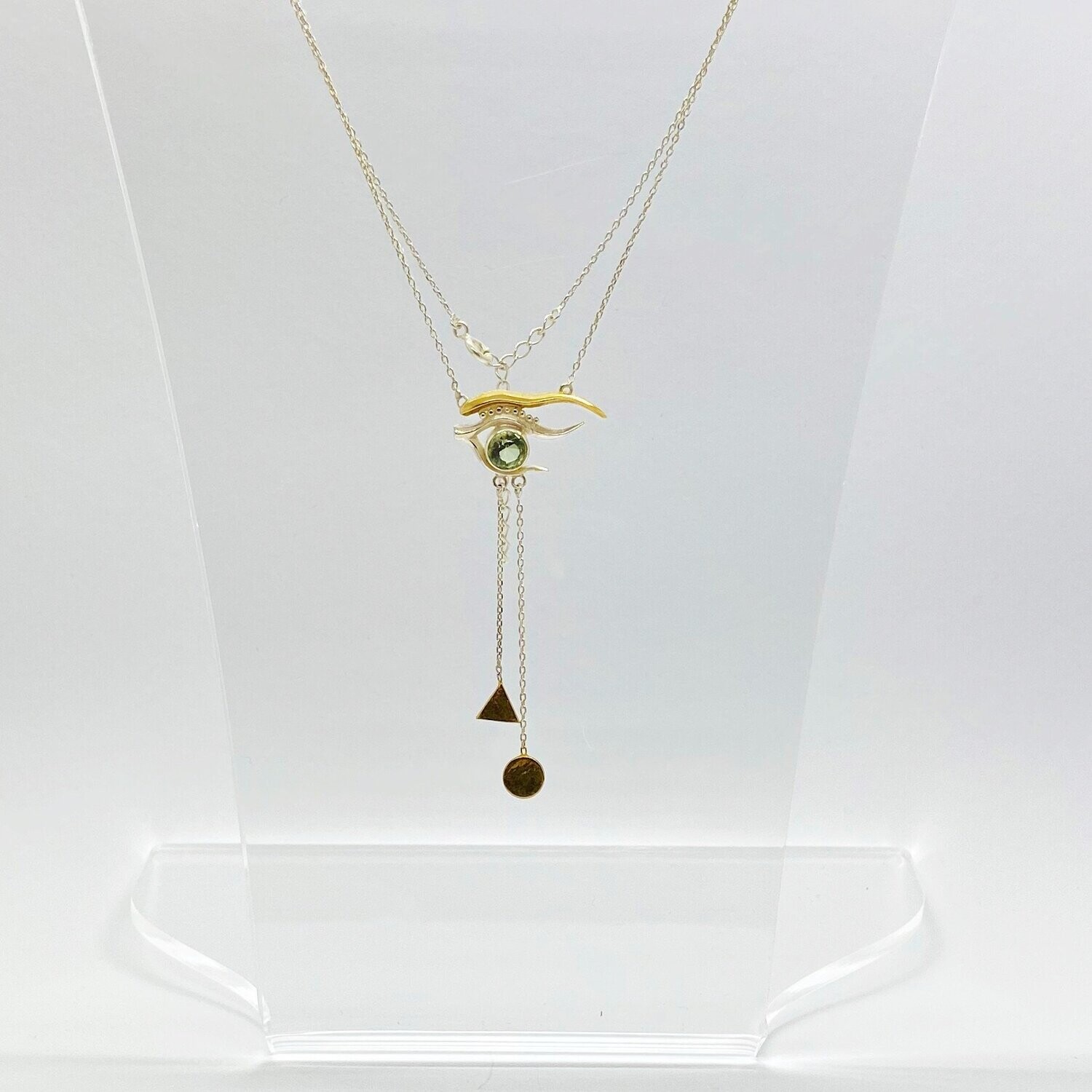 Collier Obsidian rund  lichtgrün "stay protected" - 0,5 cm