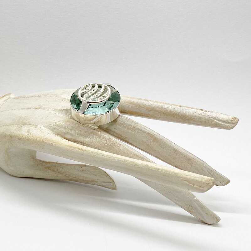 Ring Obsidian rund meerblau Ring Obsidian rund meerblau "summer wave" - 3 cm