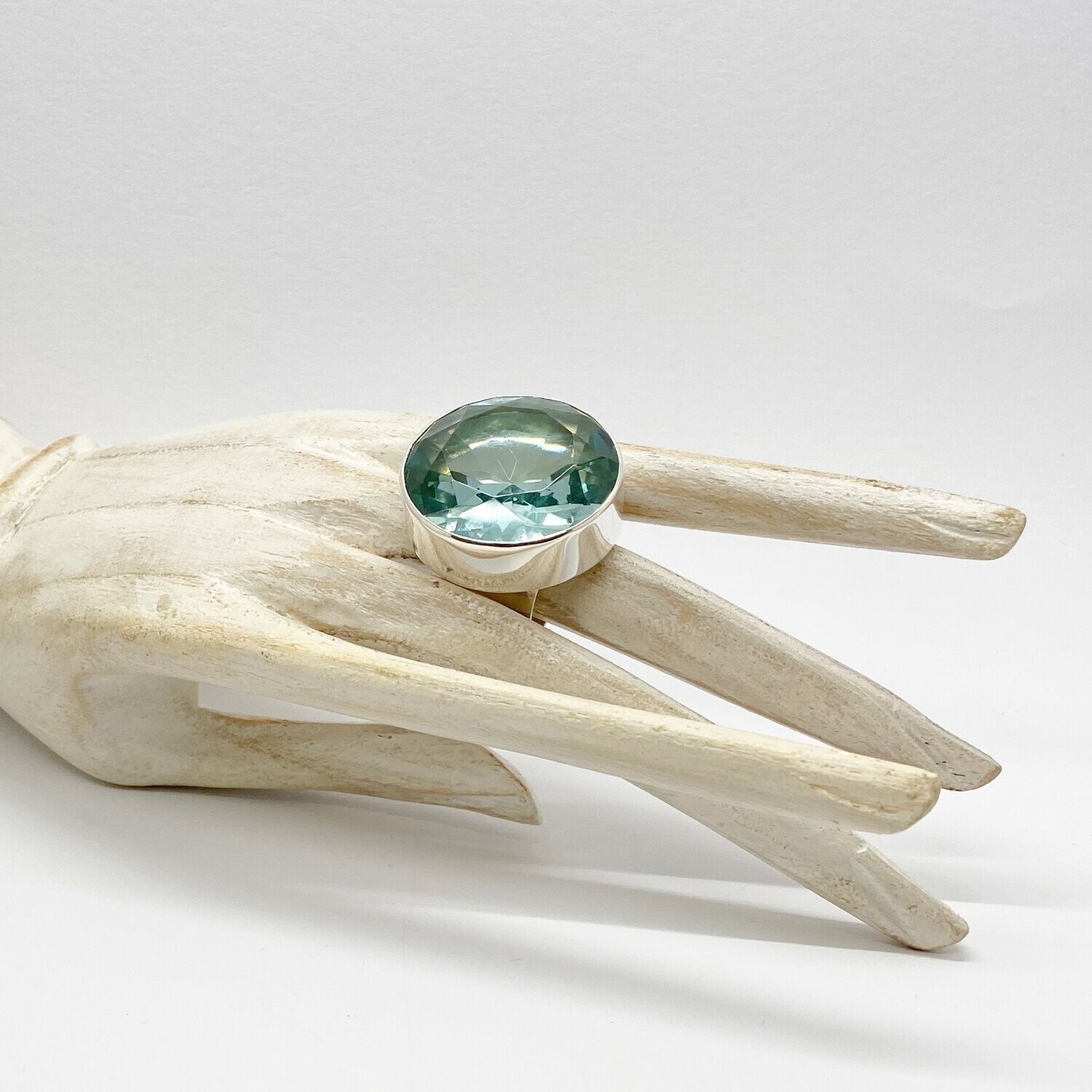Ring Obsidian rund  meerblau - 3 cm