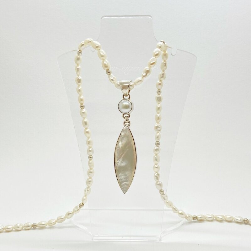 Anhänger Perlmutt/Zuchtperle Anhänger Perlmutt/Zuchtperle "elegant line" - 1,5 x 8 cm