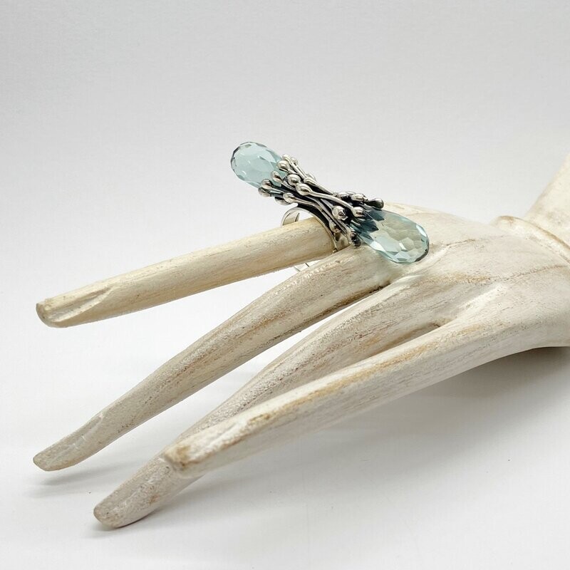 Ring Obsidian facettierter Tropfen meerblau Ring Obsidian facettierter Tropfen meerblau "double drop"