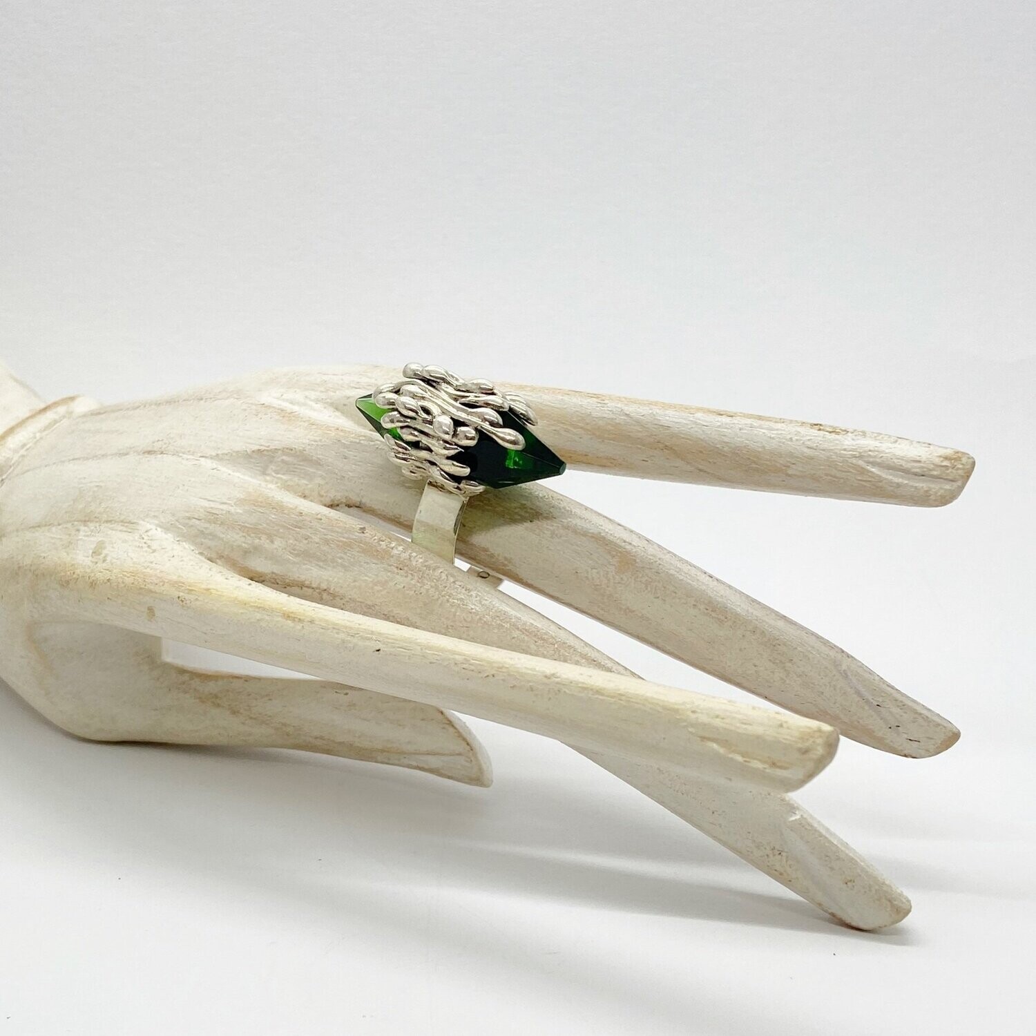 Ring Obsidian smaragdgrün "root system"