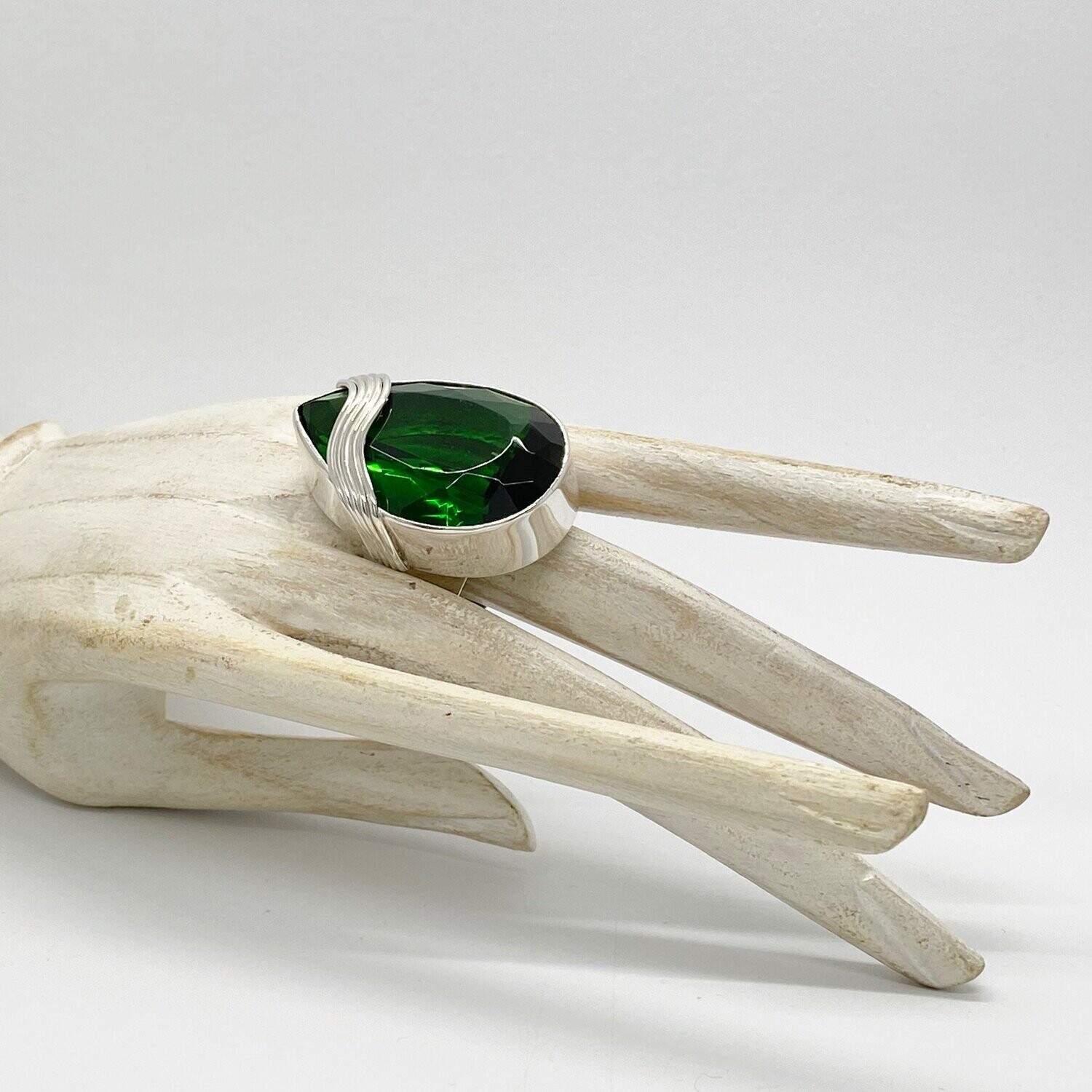Ring Obsidian smaragdgrün "lines"