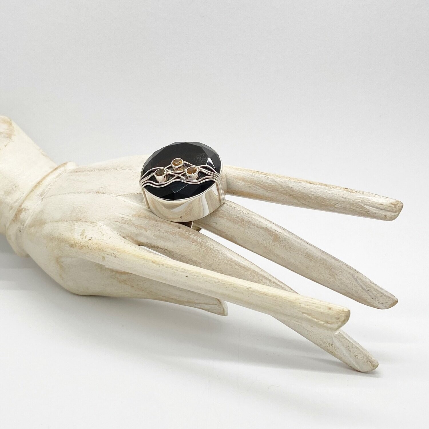 Ring Obsidian Honigbraun / Citrin