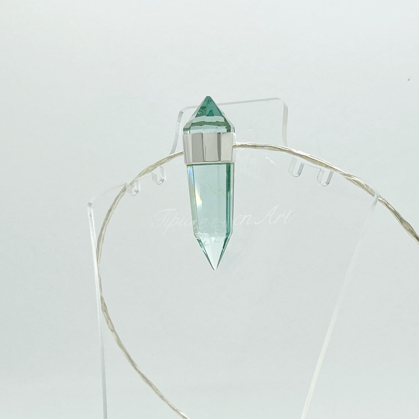 Anhänger Obsidian meerblau  Kristal  - 
1,5 x 5 cm