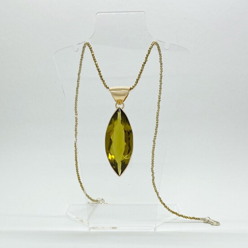 Anhänger Obsidian goldbraun Navette - 2 x 5 cm -in 5 microns (18k) vergoldet Anhänger Obsidian goldbraun Navette - 2 x 5 cm -in 5 microns (18k) vergoldet