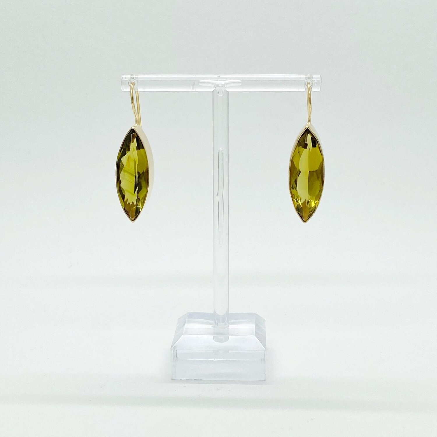 Ohrhänger Obsidian goldbraun Navette - 1 x 3 cm