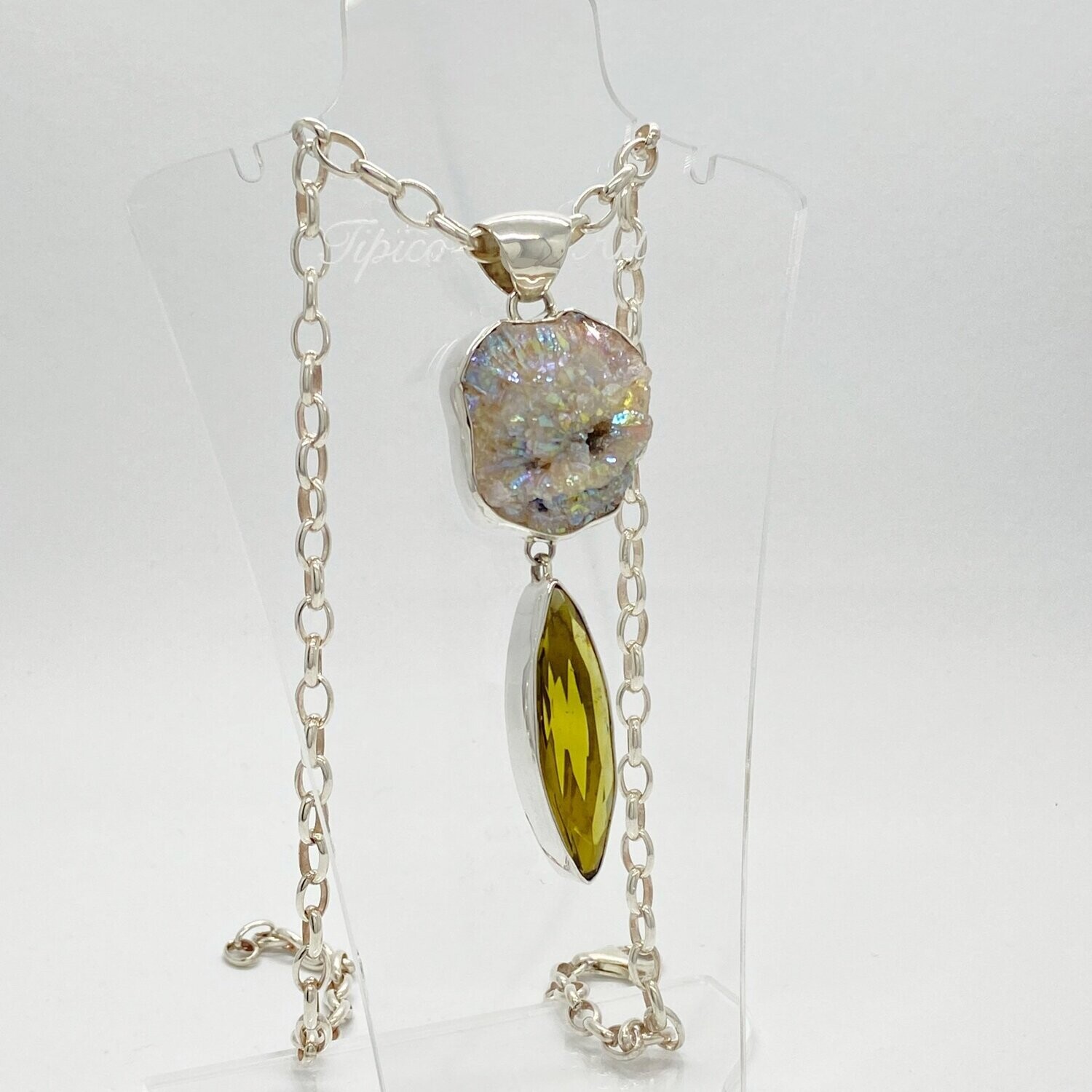 Unikat Anhänger Chalcedon Druse / Obsidian goldbraun