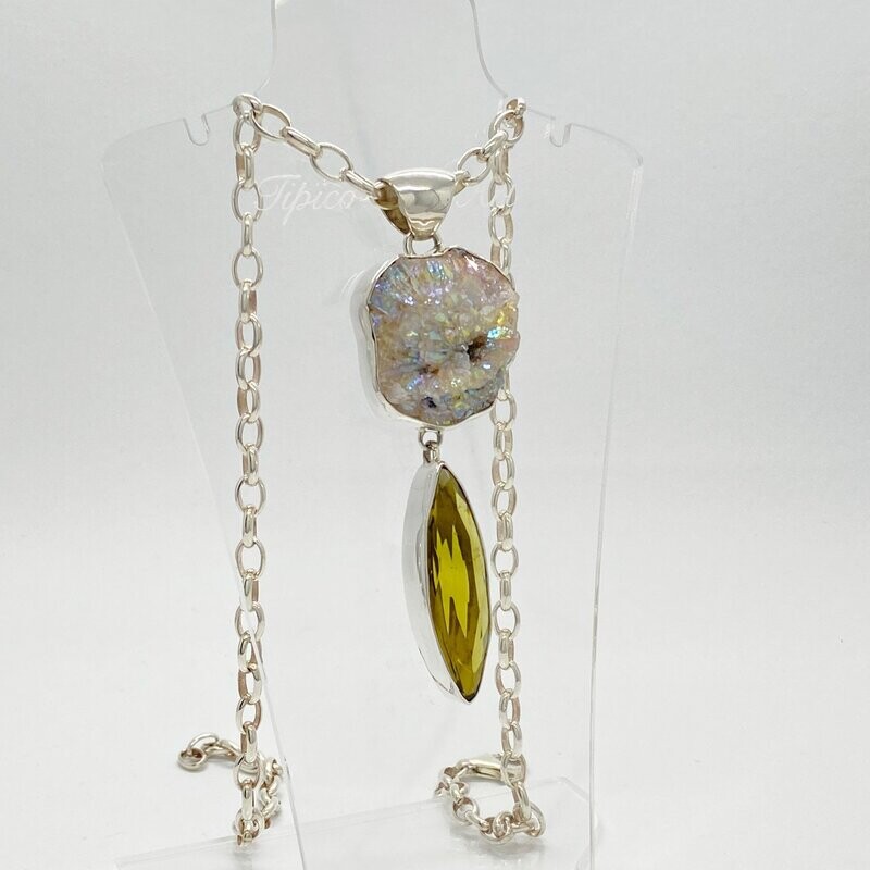 Unikat Anhänger Chalcedon Druse / Obsidian goldbraun Unikat Anhänger Chalcedon Druse / Obsidian goldbraun "harmonious meeting"