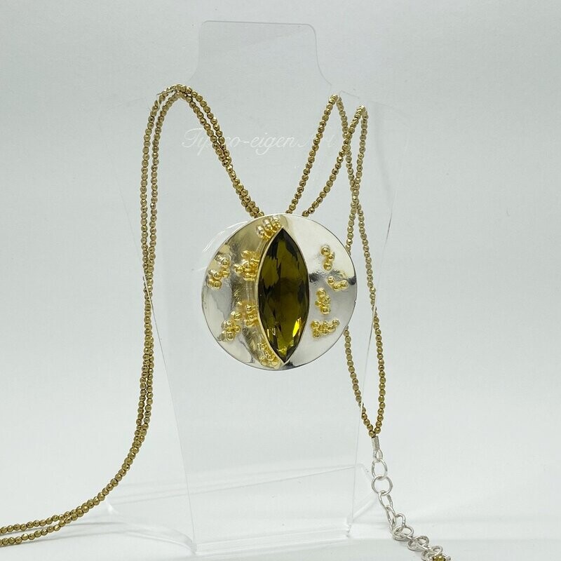 Anhänger+Brosche Obsidian goldbraun Anhänger+Brosche Obsidian goldbraun "pearl drops"- 1,5 x 4 cm