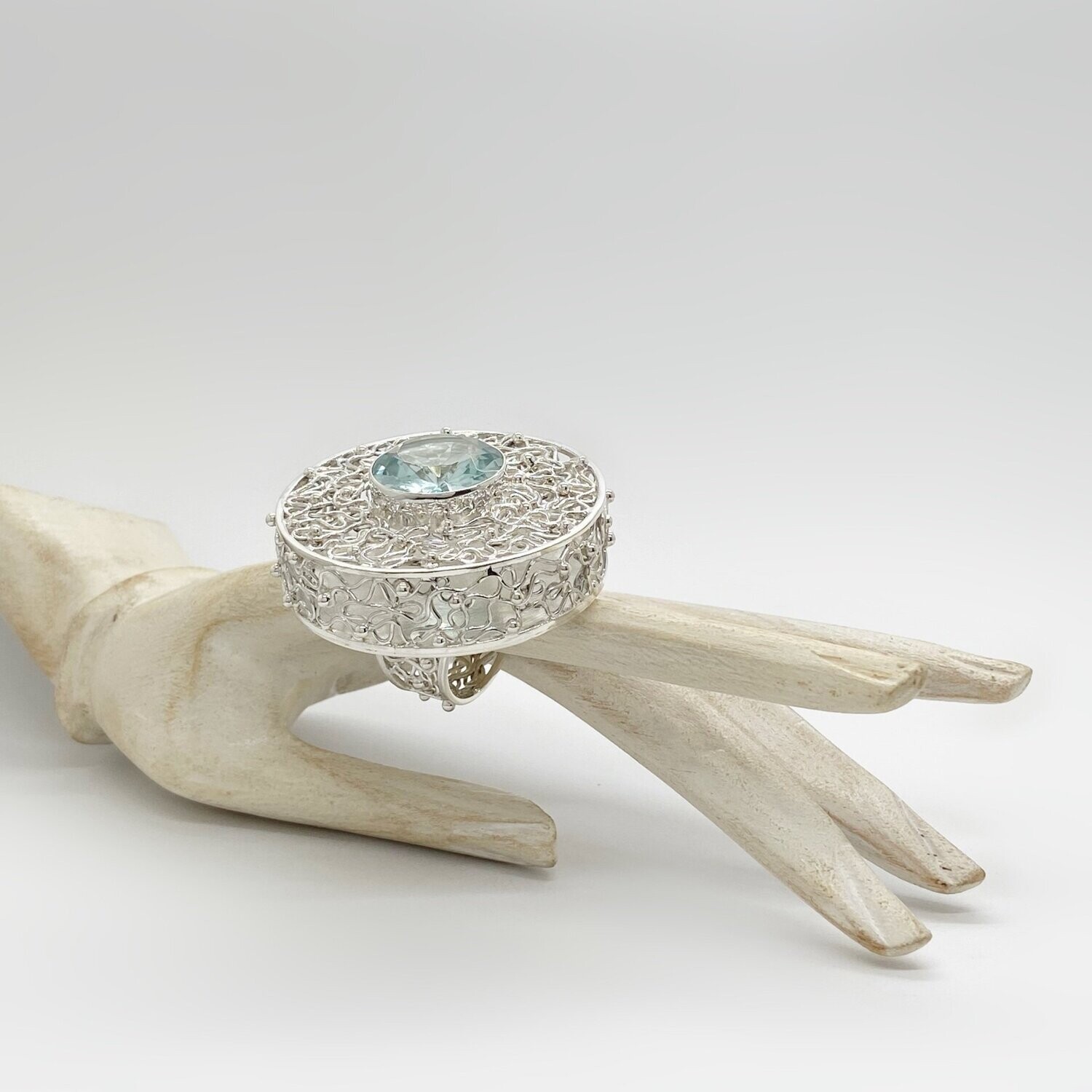 Unikat Ring Obsidian meerblau - 2 cm