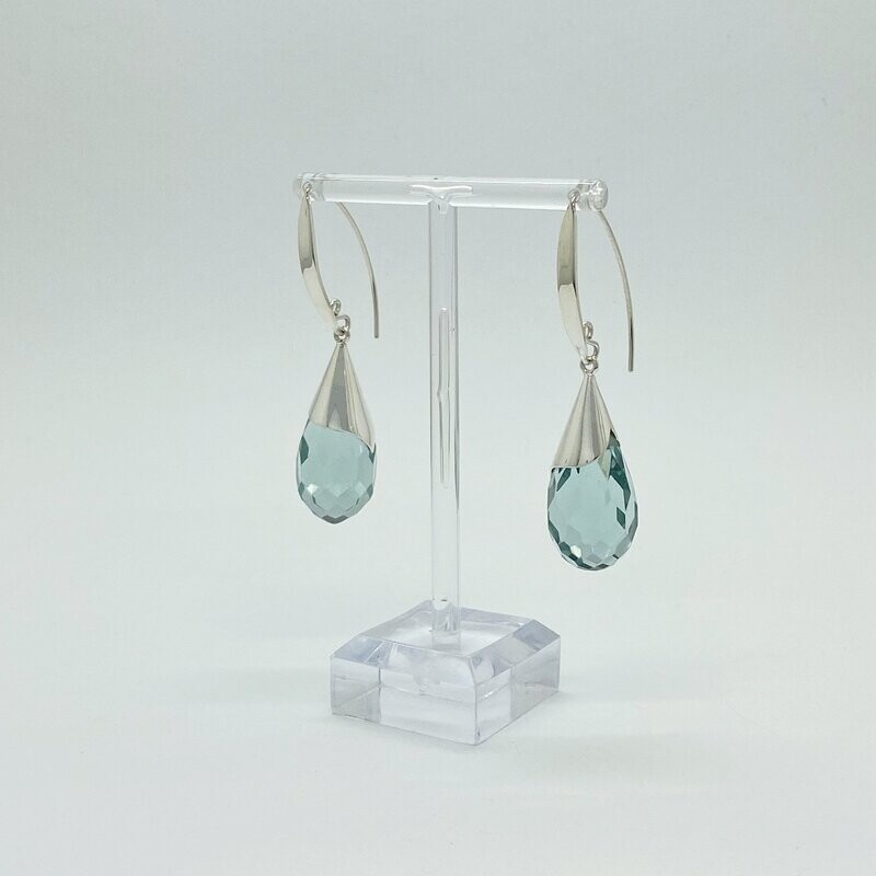 Ohrhänger Obsidian meerblau tropfen facettiert Ohrhänger Obsidian meerblau tropfen facettiert "Designhaken" - 2 x 3,5 cm